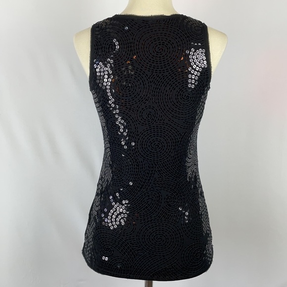 White House Black Market Lined Black Sequin Circle/Swirl Tank Top - Size XS - Picture 8 of 15
